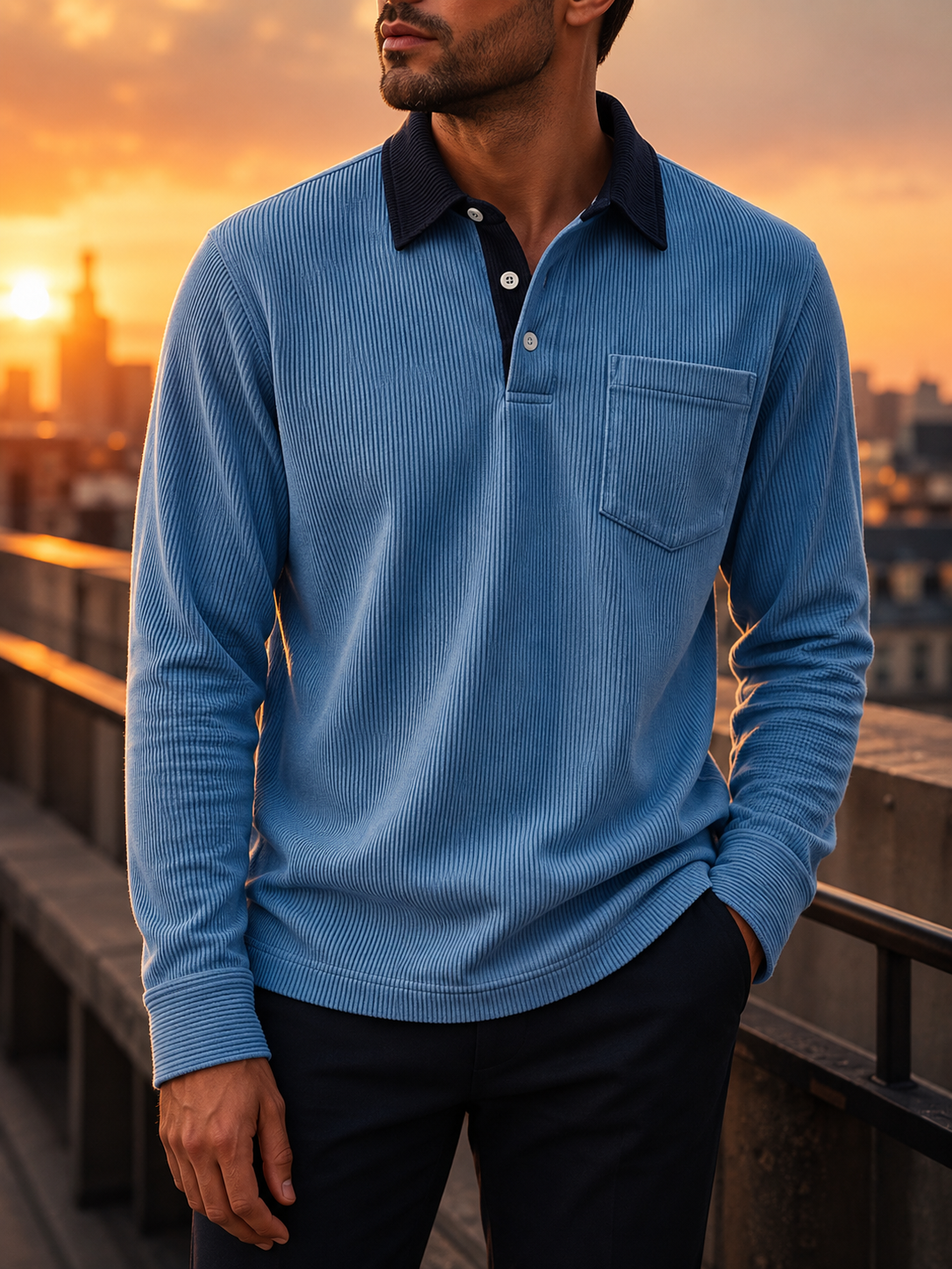 Calvi Corduroy Long Sleeve Polo