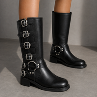 Denia Buckle Moto Knee Boots
