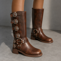 Denia Buckle Moto Knee Boots