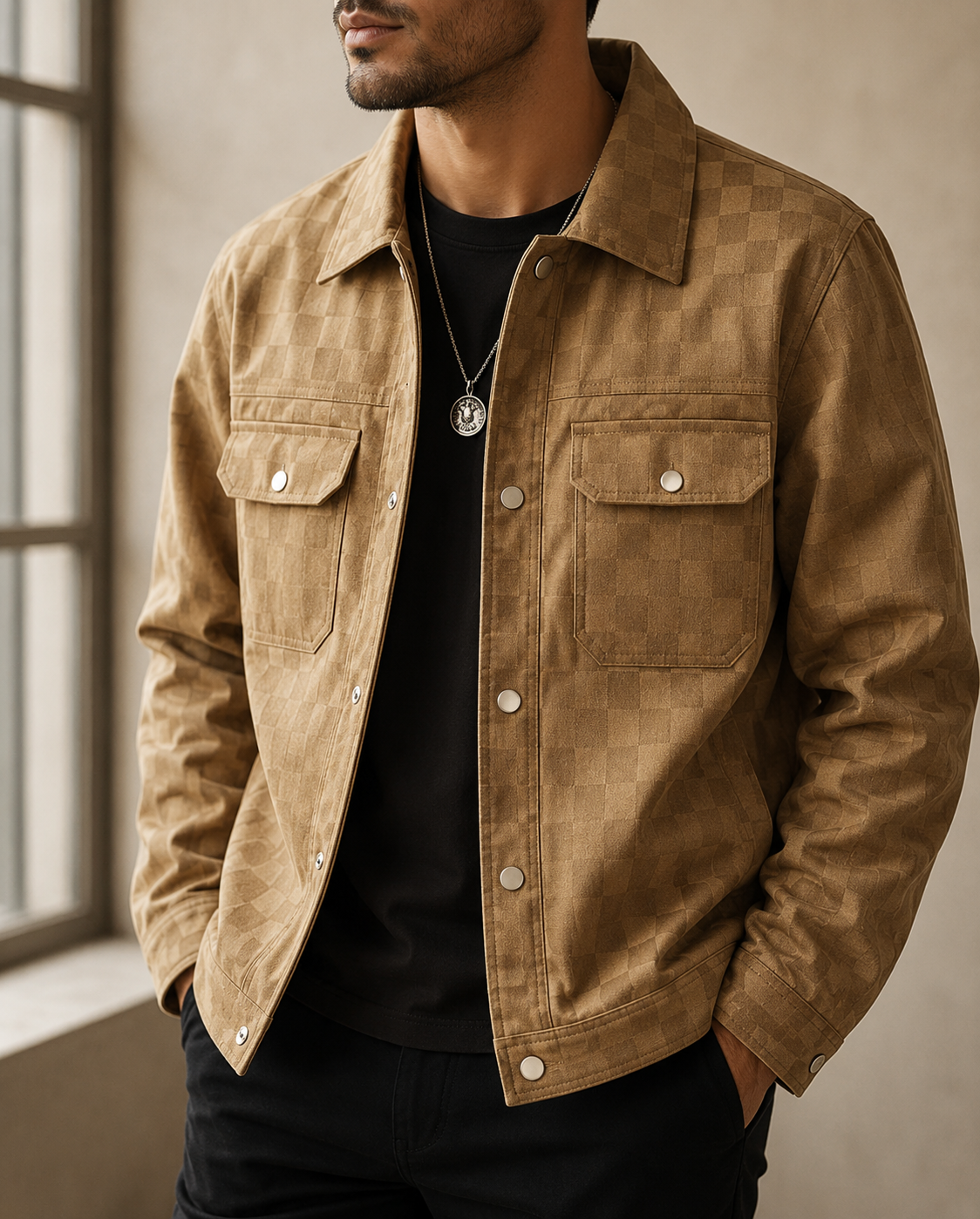 Toledo Checkered Suede Jacket