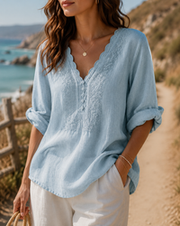 Pylos Embroidered Linen Blouse