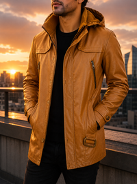 Elounda Hooded Leather Jacket