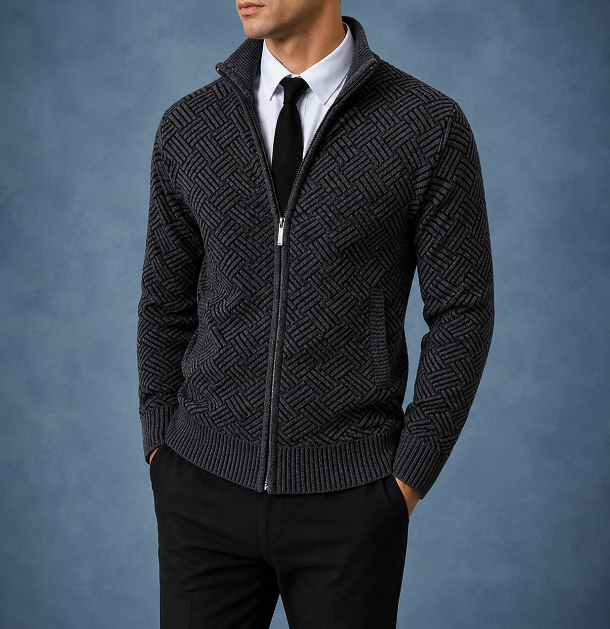 Skyros Basketweave Zip Cardigan