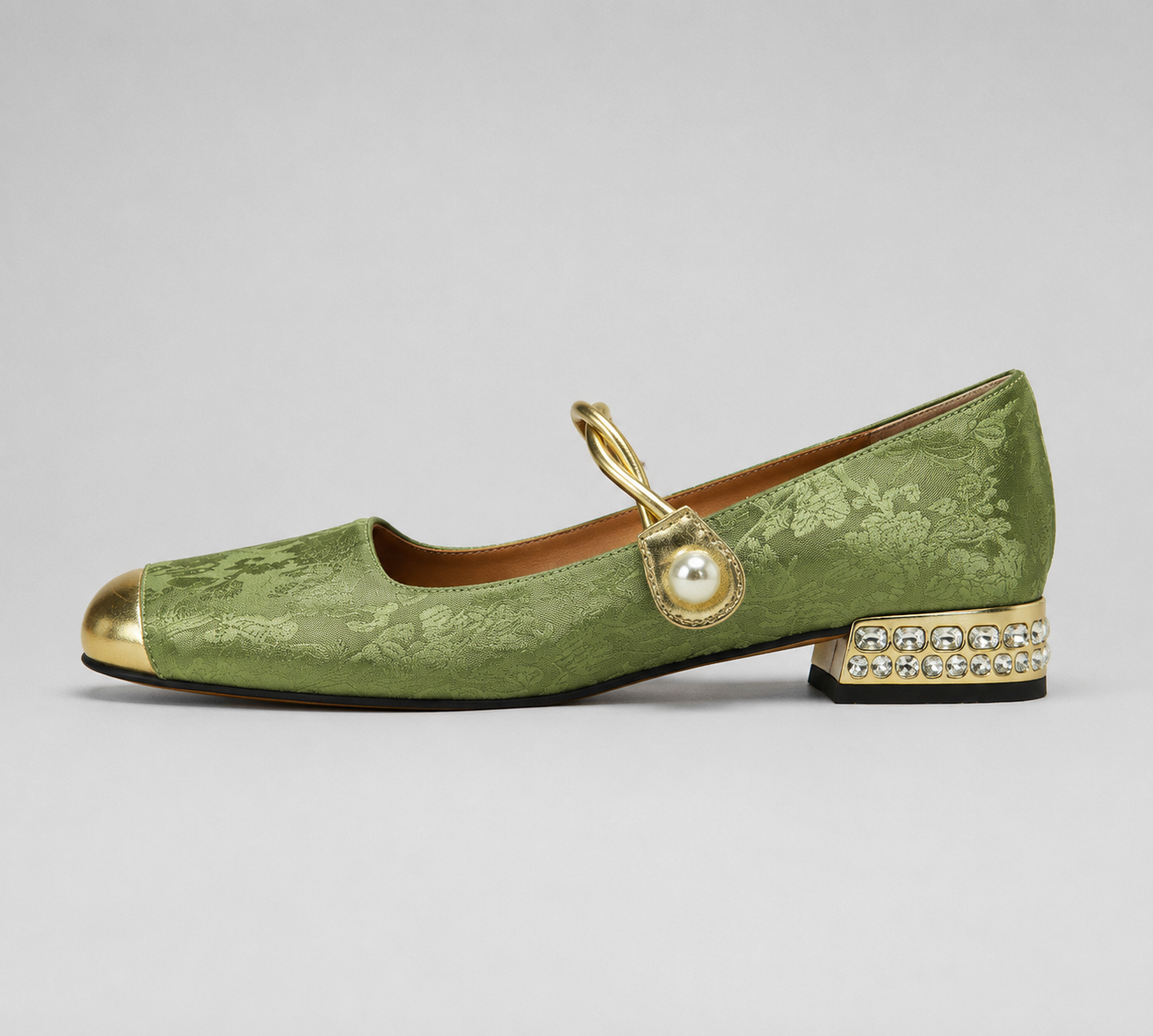 Andros Crystal Heel Mary Janes