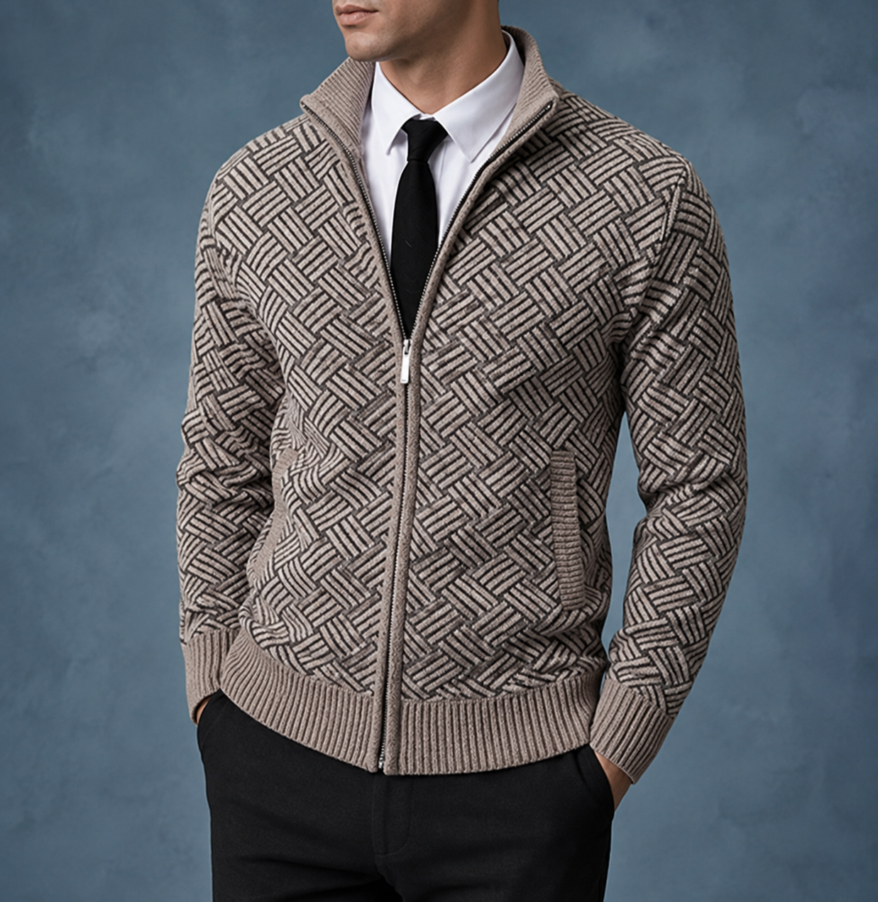 Skyros Basketweave Zip Cardigan
