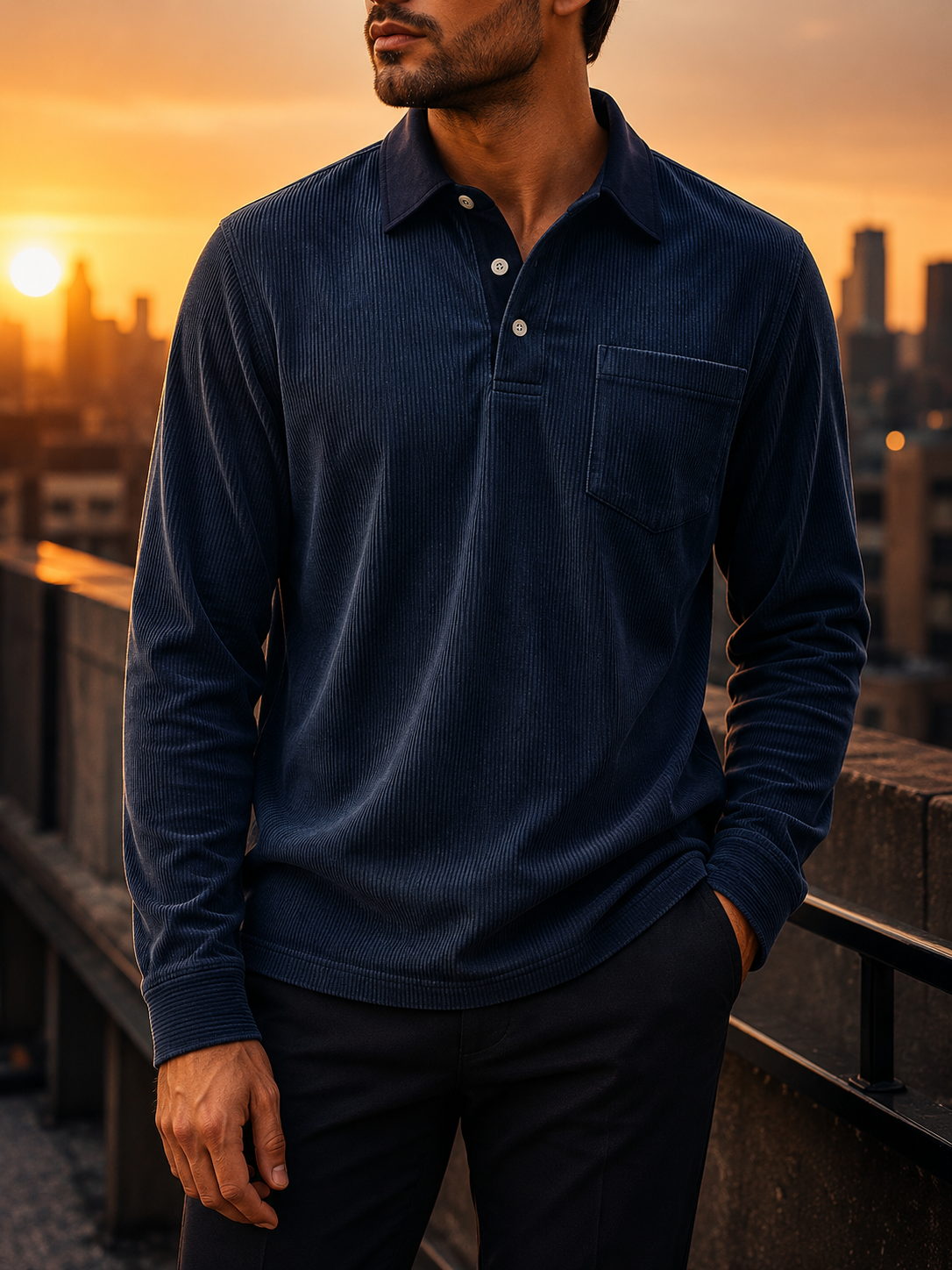 Calvi Corduroy Long Sleeve Polo