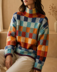 Skiathos Checkered Turtleneck Sweater