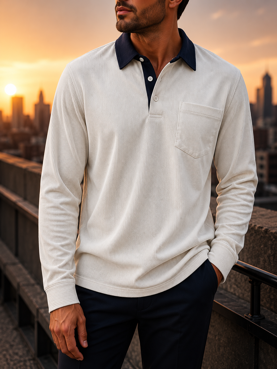 Calvi Corduroy Long Sleeve Polo